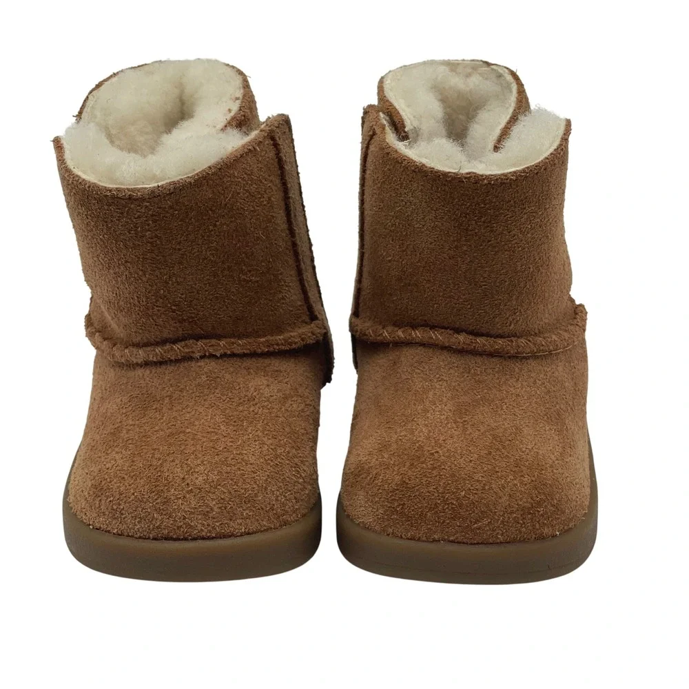 Toddler Baby UGG Boots Brown Suede Sheepskin Fur Lined‎ Hook Loop Size 01